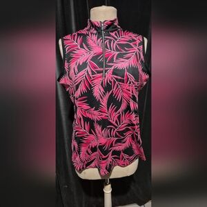 Tail Women's Black and Pink Tropical Top